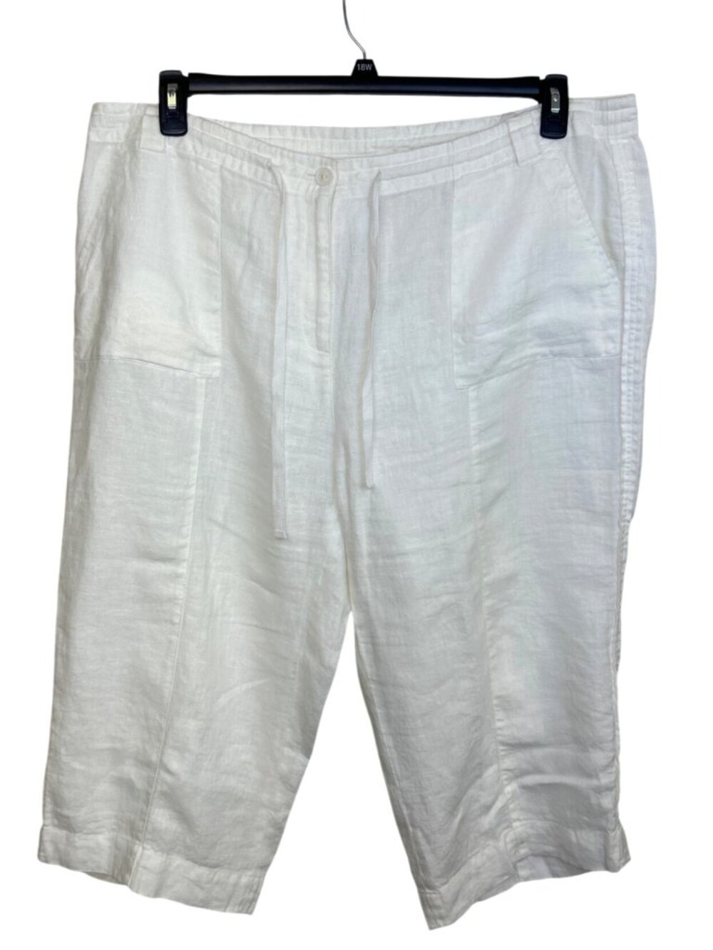 Talbots Irish Linen Cropped Pants Women's 18W White Drawstring Waist Resortwear